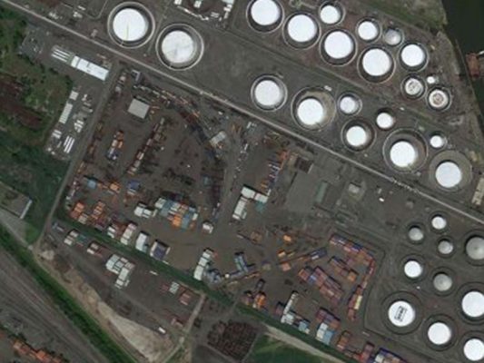 view from above of industrial zones