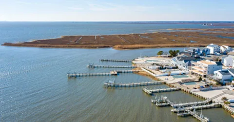 docks going out from land to ocean