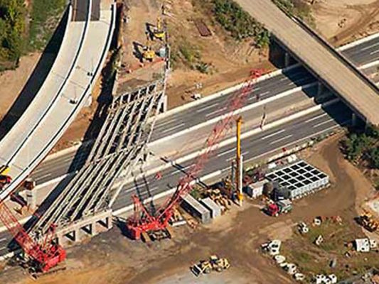 view of roadway construction from above